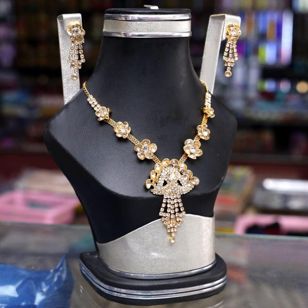 Modern Design Gold Plated Artificial Stones Necklace Set