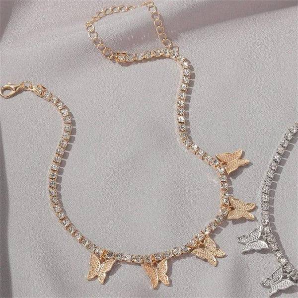 1 Pc Alloy Gold Plated Butterfly Hanging Choker Pendant