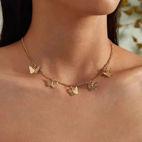 Adjustable Golden Butterfly Necklace for Girls