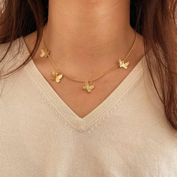 Adjustable Golden Butterfly Necklace for Girls