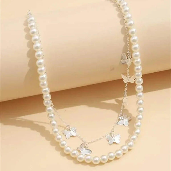 Elegant Double-Layer Silver Choker Necklace